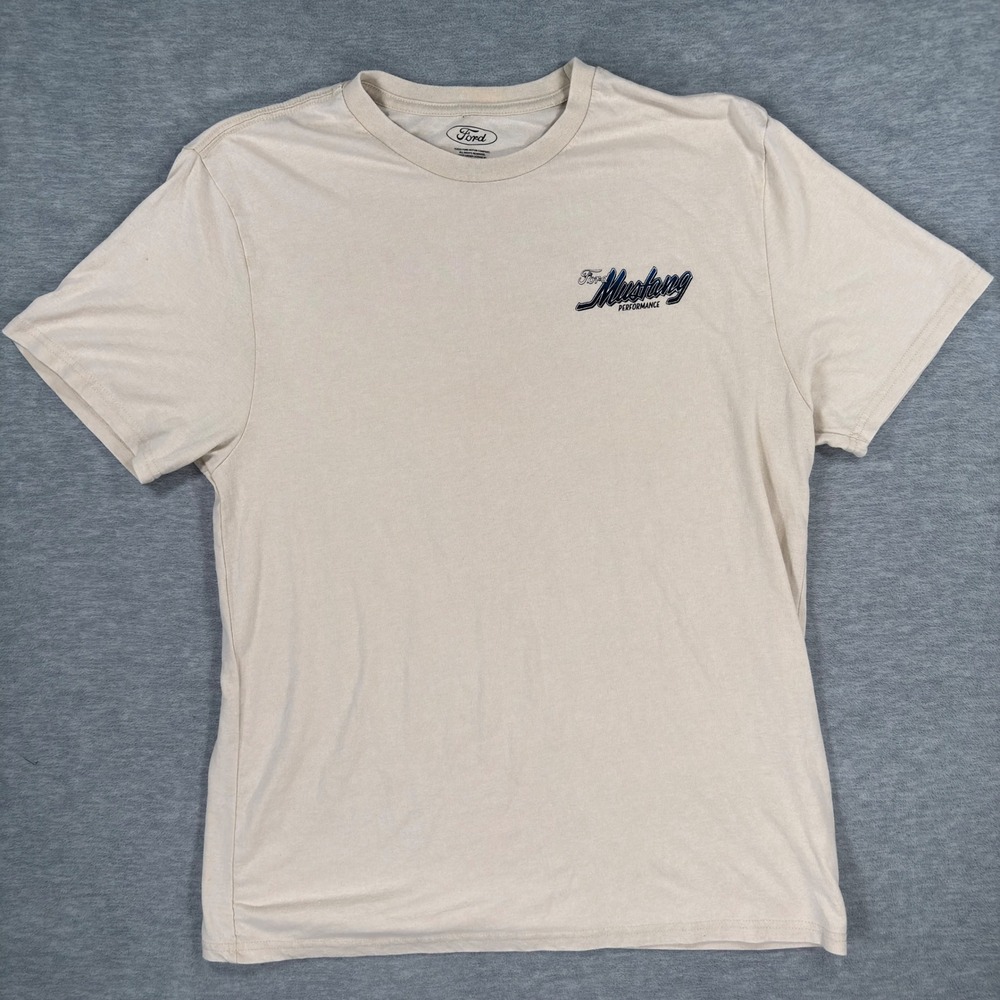 Ford Mustang Performance Boss 302 Graphic T-Shirt Mens Large Tan Short Sleeve